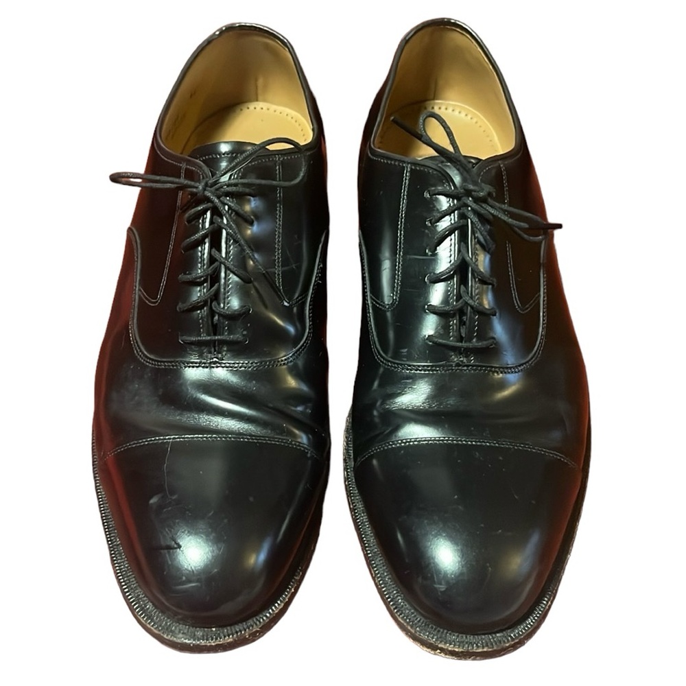 Johnston & Murphy Size 10 Black Dress Melton Cap Toe Shoes